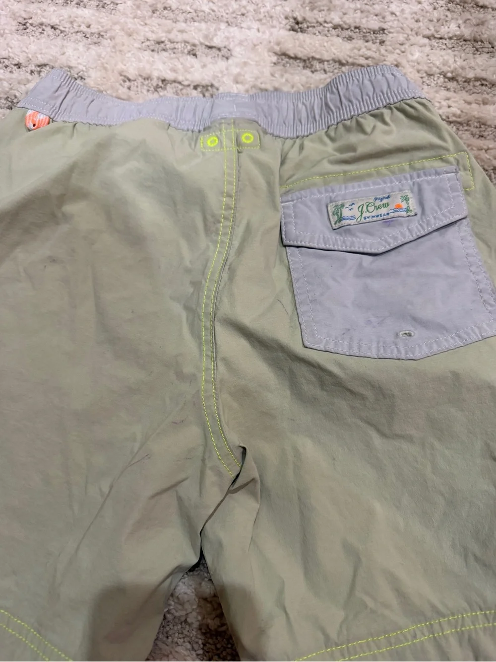 Crewcuts Light Green Swim Trunks with Gray Waistband